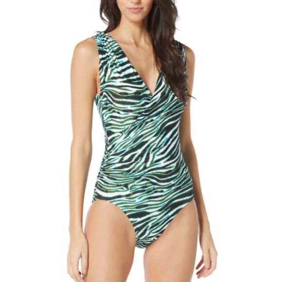NWOT Vince Camuto Zebra Print Wrap Swimsuit Nylon Blend – Size 6 - Picture 1 of 8